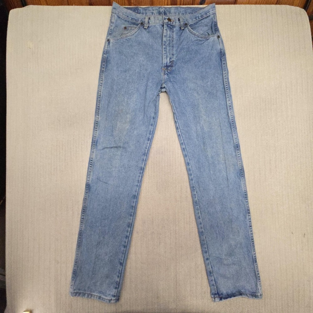 Vintage Wrangler Jeans Mens 32x32 Light Wash Blue Regular Fit Straight Denim